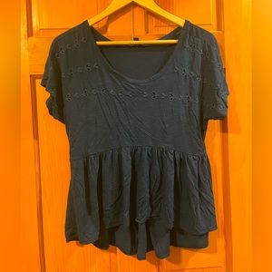 American Eagle Navy Blue Peplum Shirt